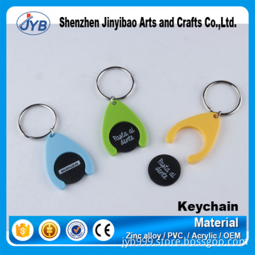 hot sale europe coin size keyring trolley token color keychains